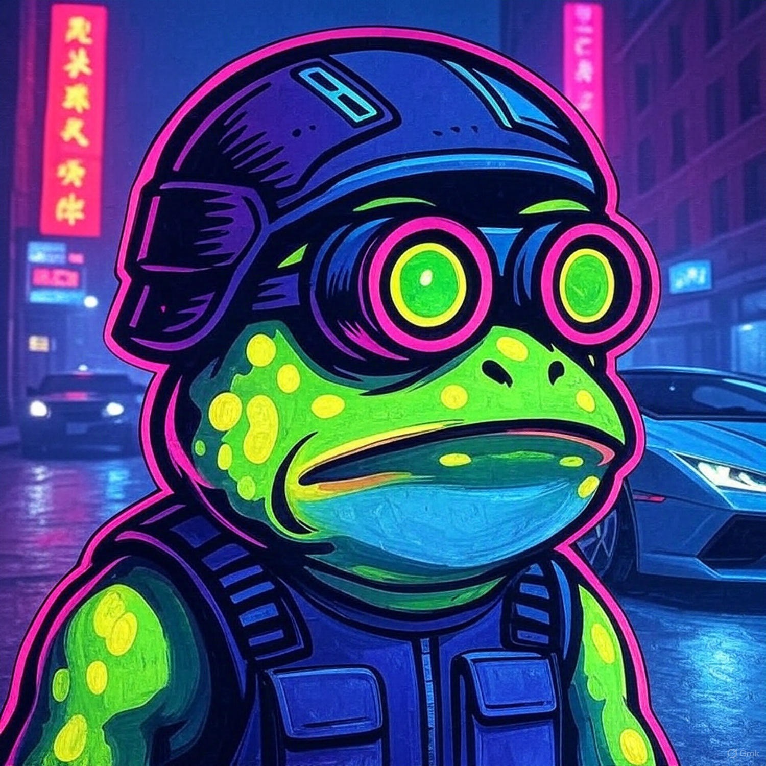 FROGBLAST - Cyberpunk Frog Character